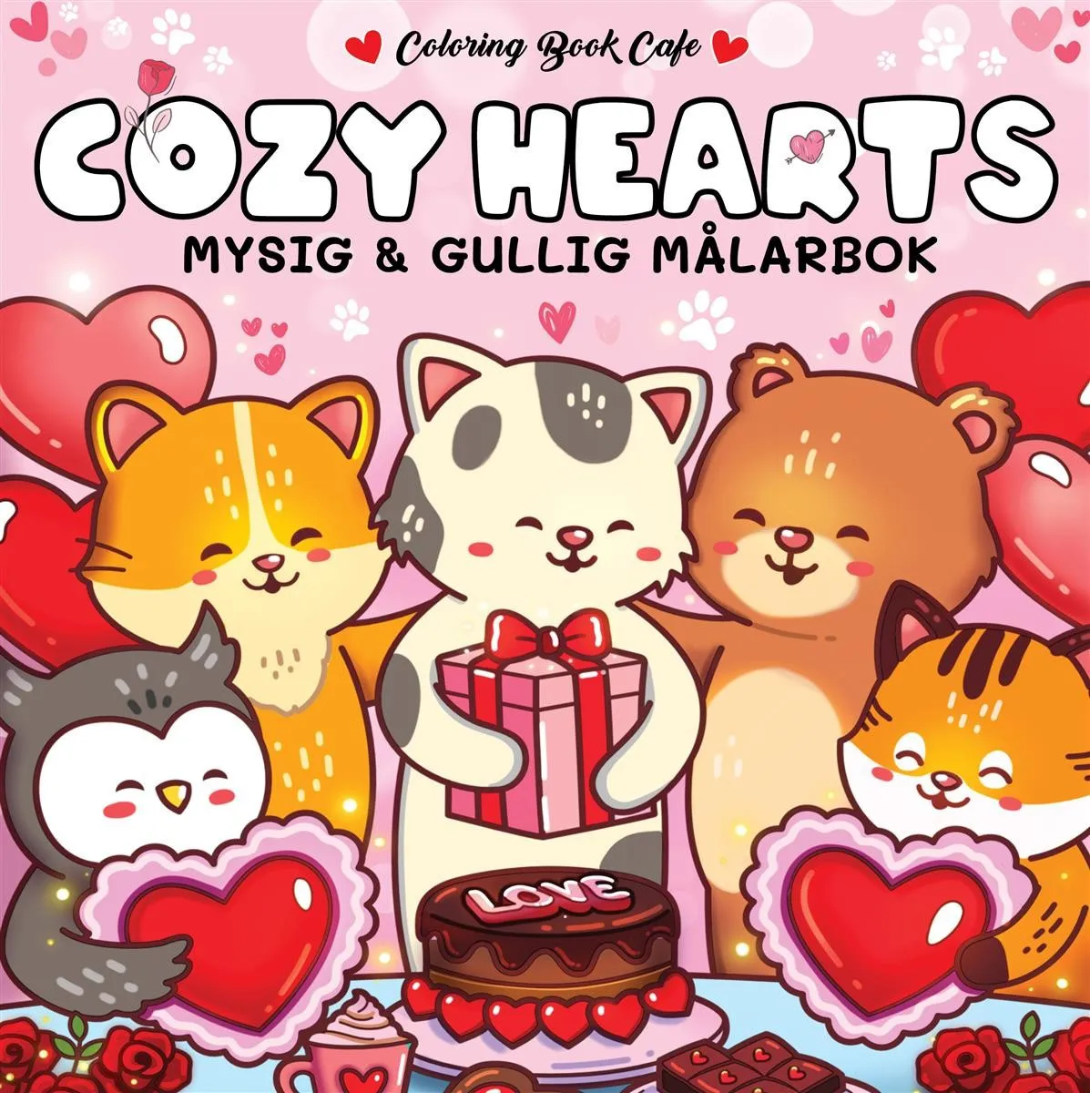 Cozy Hearts - Målarbok