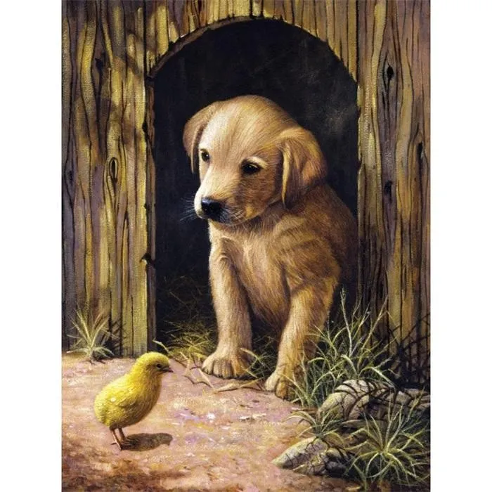 Måla - efter nummer Hund & Kyckling