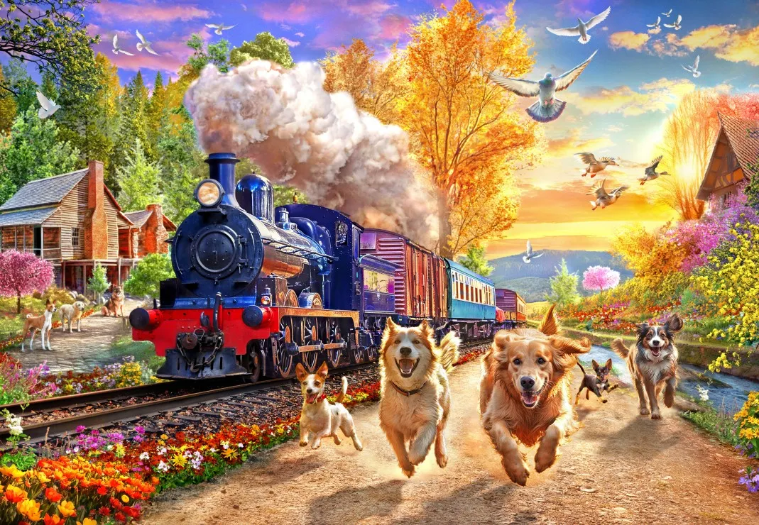 Pussel Following the Train