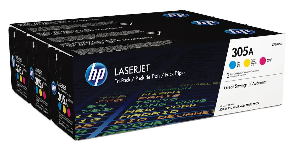 HP - Toner 305A C/M/Y 3-pack