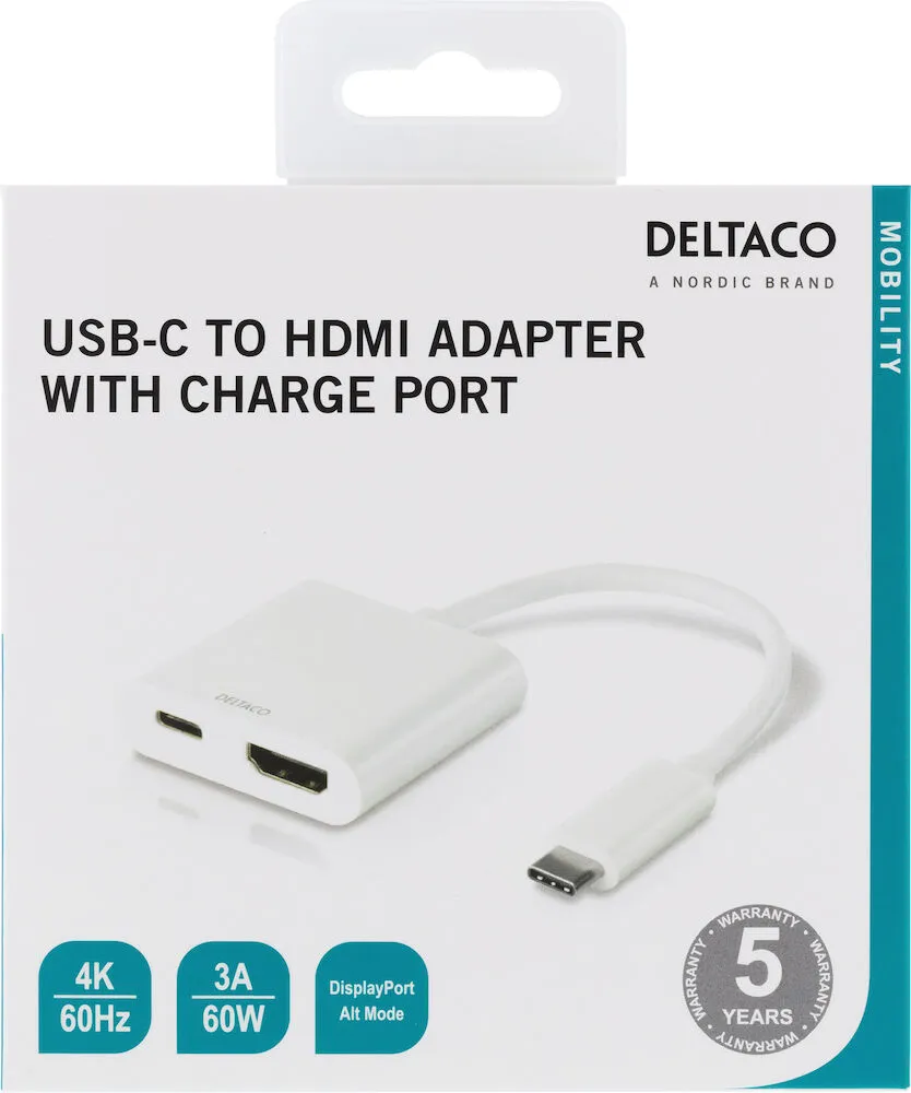 Deltaco USB-C HDMI/VGA/Ljud/USB-C 100W