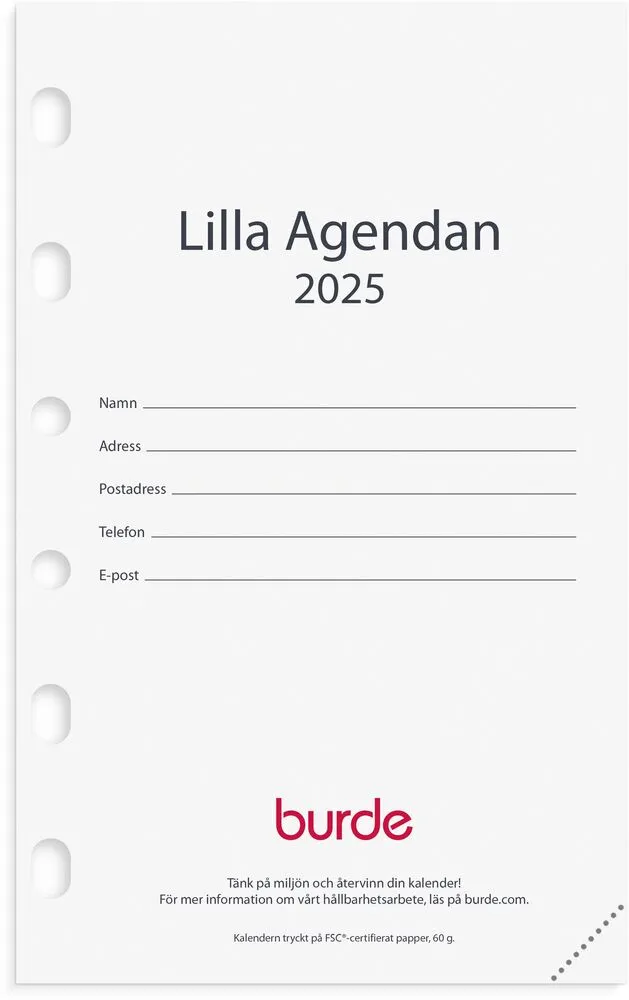 Burde - Kalendersats Compact Lilla 2025