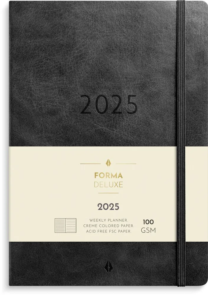 Burde Kalender Forma Deluxe L 2025 Svart A5