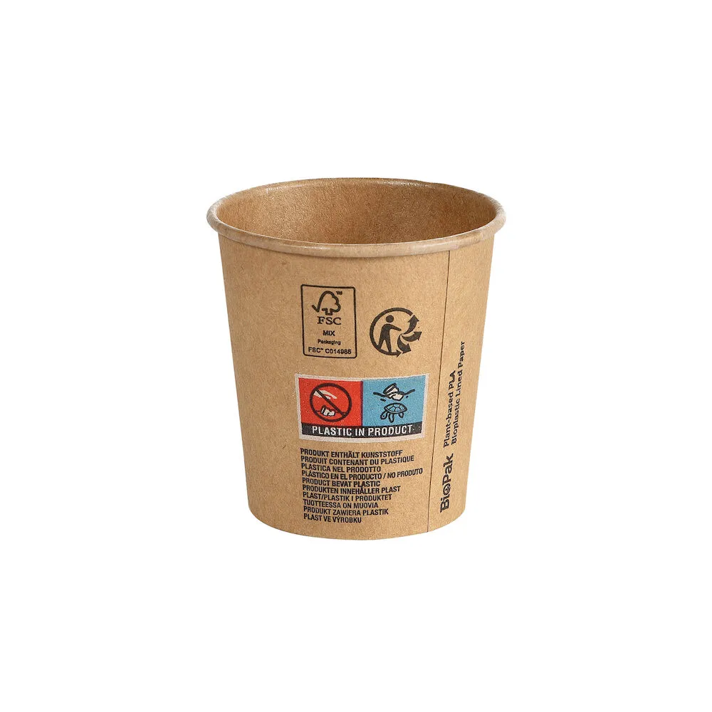 Biopak - Mugg 12 cl Papper/PLA Brun 50-pack