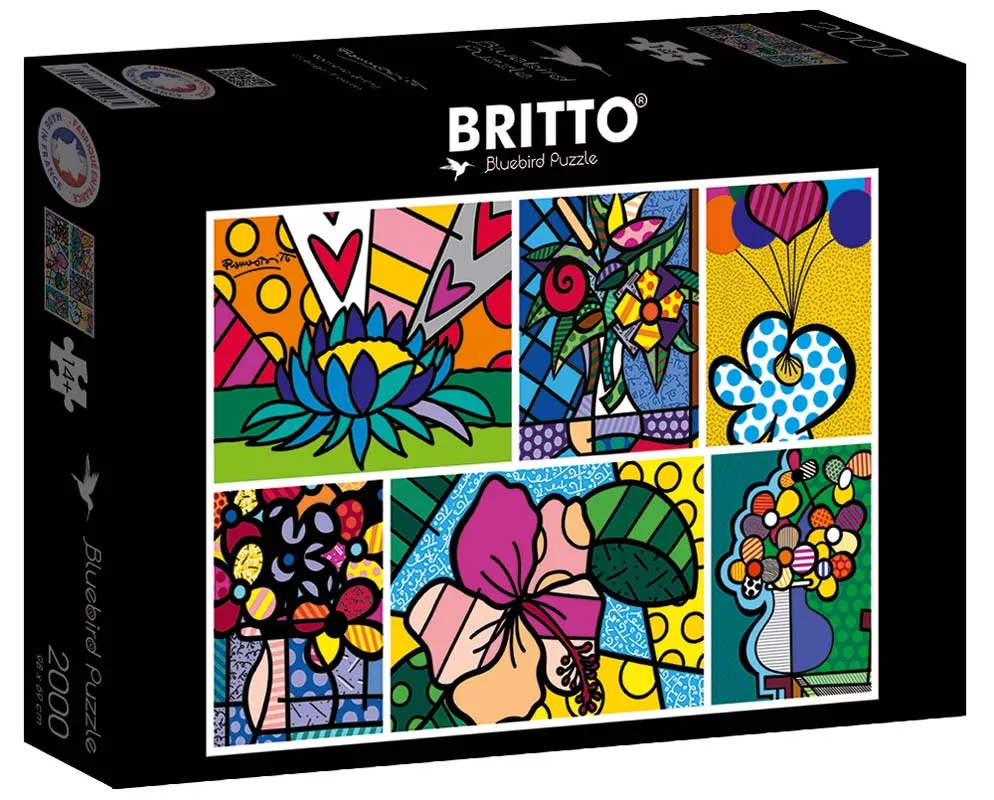 Pussel - R.Britto: Blomkollage